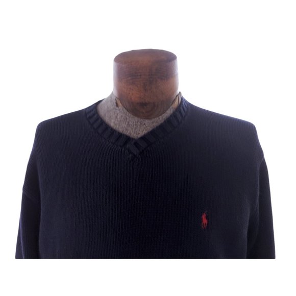 POLO RALPH LAUREN Men's Navy Blue V-Neck Sweater Size Extra Large - Picture 3 of 8